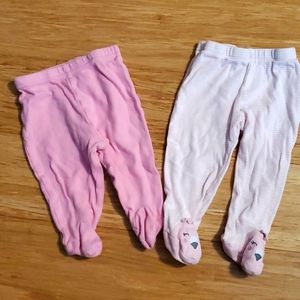 2 pairs of 3 -6 month footed pants